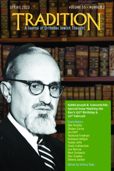 TRADITION: Rabbi Joseph B. Soloveitchik / Special Issue